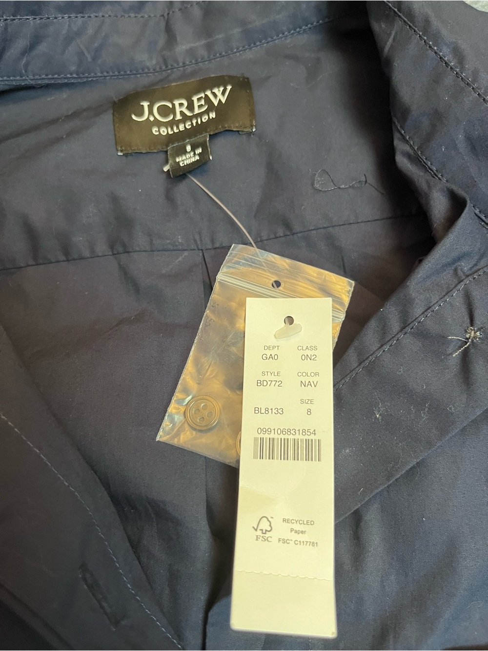 J.Crew Feather Trim Cotton Poplin Button Down Shirt Size 8 NWT - Picture 5 of 8